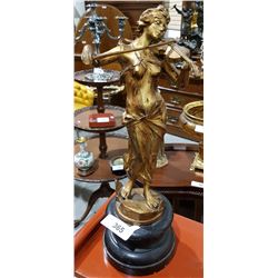 LATE 1800'S SPELTER WOMAN PLAYING THE VIOLIN
