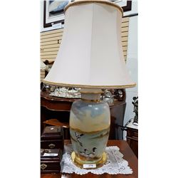 LARGE PORCELAIN HAND PAINTED LAMP APROX 36"