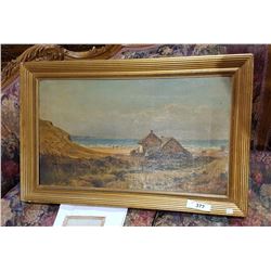 ARTHUR BEVAN COLLIER OIL ON CANVAS "COTTAGE BY THE SEA" APROX 30"X18"