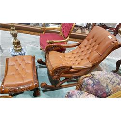 HIGHLY CARVED ROCKER & OTTOMAN