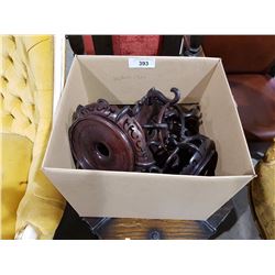 BOX OF APROX 8 ASIAN WOOD STANDS