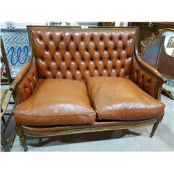 LEATHER BUTTON BACK LOVESEAT