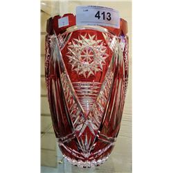 RUBY CUT TO CLEAR CRYSTAL VASE