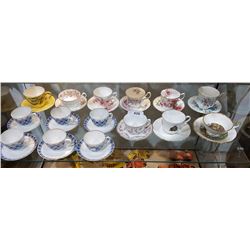 LOT OF 15 TEACUPS & SAUCERS