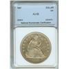 Image 1 : 1847 SEATED LIBERTY SILVER DOLLAR  NNC AU-58   SCARCE!