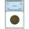 Image 1 : 1855 BRAIDED HAIR LARGE CENT  NNC MS-62 BROWN