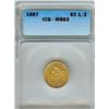 Image 1 : 1887 LIBERTY GOLD $2.5 ICG MS63  MINTAGE OF ONLY 6,160