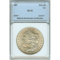 1887 MORGAN SILVER DOLLAR NNC MS-65