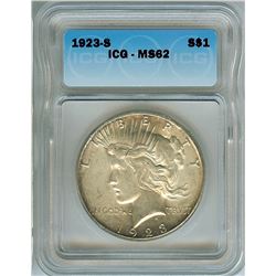 1923-S PEACE SILVER DOLLAR ICG MS-62