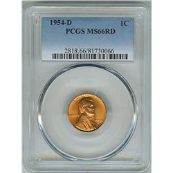 1954-D LINCOLN WHEAT CENT PCGS MS-66 RED