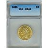 Image 1 : 1836 CLASSIC HEAD $5 GOLD HALF EAGLE  ICG MS61   HIGH CATALOG VALUE!!!