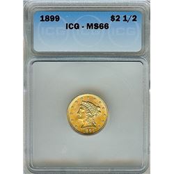 1899 LIBERTY HEAD $2.50 GOLD QUARTER EAGLE  ICG MS66
