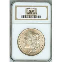 1885-O MORGAN SILVER DOLLAR NGC MS65