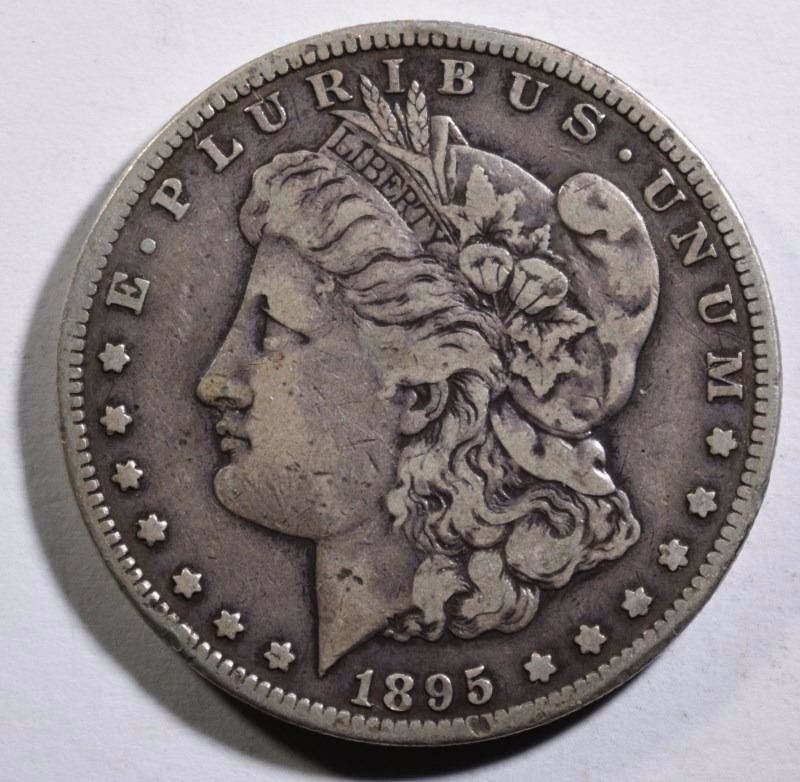 1895-S MORGAN SILVER DOLLAR, FINE reverse rim bump KEY COIN