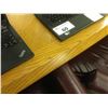 Image 2 : CUSTOM MADE OAK 10' X 4.5' BOAT SHAPE BOARD ROOM TABLE