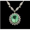 Image 2 : GIA Cert 16.23 ctw Emerald and Diamond Necklace - 14KT White Gold