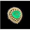 Image 1 : 14KT Yellow Gold GIA Certified 7.47 ctw Emerald and Diamond Ring