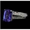 Image 1 : 4.51 ctw Tanzanite and Diamond Ring - 14KT White Gold