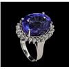 Image 4 : 16.57 ctw Tanzanite and Diamond Ring - 14KT White Gold
