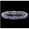 Image 1 : 14KT White Gold 14.82 ctw Tanzanite and Diamond Bracelet