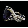 Image 3 : 21.63 ctw Tanzanite and Diamond Ring - 14KT White Gold