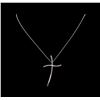 Image 2 : 0.50 ctw Diamond Cross Pendant with Chain - 14KT White Gold