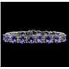 Image 1 : 29.12 ctw Tanzanite and Diamond Bracelet - 14KT White Gold