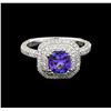 Image 2 : 18KT White Gold 1.44 ctw Tanzanite and Diamond Ring