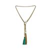Image 1 : Double Leather Tassel Chain Necklace - Gold Plated