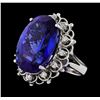 Image 1 : GIA Cert 28.19 ctw Tanzanite and Diamond Ring - 14KT White Gold