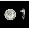 Image 2 : Branch Medallion Earrings - Rhodium Plated