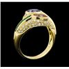 Image 4 : 1.40 ctw Sapphire, Emerald and Diamond Ring - 18KT Yellow Gold