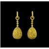 Image 1 : 8.24 ctw Fancy Green-Yellow Diamond Earrings - 18KT Yellow Gold
