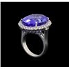 Image 4 : GIA Cert 19.71 ctw Tanzanite and Diamond Ring - 14KT White Gold