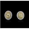 Image 1 : 1.45 ctw Fancy Yellow Diamond Earrings - 14KT White and Yellow Gold