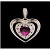 Image 2 : 2.50 ctw Rubellite Heart Shape Pendant - 10KT White Gold