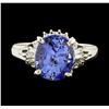 Image 2 : 4.35 ctw Tanzanite and Diamond Ring - Platinum