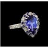 Image 1 : 14KT White Gold 3.86 ctw Tanzanite, Sapphire and Diamond Ring