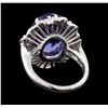Image 3 : 11.95 ctw Tanzanite and Diamond Ring - Platinum