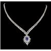 Image 2 : 14KT White Gold 2.57 ctw Tanzanite and Diamond Necklace
