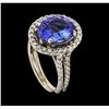 Image 4 : 4.10 ctw Tanzanite and Diamond Ring - 14KT White Gold