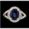 Image 2 : 3.20 ctw Sapphire and Diamond Ring - 14KT White Gold