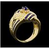 Image 4 : 2.16 ctw Sapphire and Diamond Ring - 18KT Yellow Gold