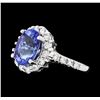 Image 1 : 3.30 ctw Tanzanite and Diamond Ring - 14KT White Gold