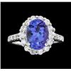 Image 2 : 3.30 ctw Tanzanite and Diamond Ring - 14KT White Gold