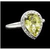 Image 2 : 2.74 ctw Green Beryl and Diamond Ring - 14KT White Gold