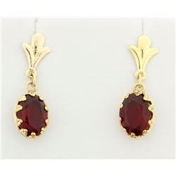 Lab Ruby Dangle Earrings