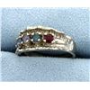 Image 2 : Aquamarine, Sapphire, Blue Topaz, & Ruby Ring