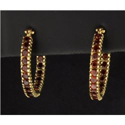 1.3ct TW Garnet Hoop Earrings