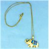 Image 2 : Diamond and Opal Elephant Pendant on a 18 1/4 Inch Chain
